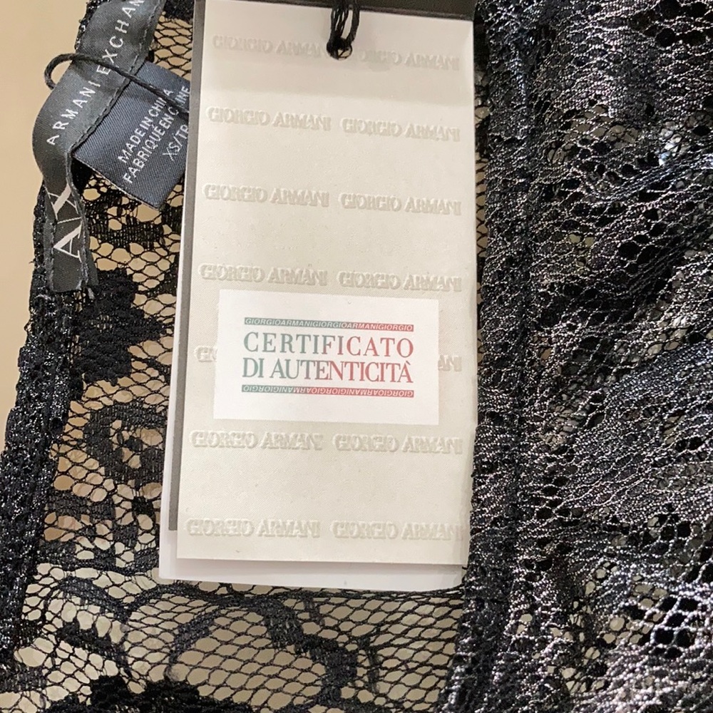 Armani Exchange NWT Gun Metal metallic /lace Dress XS - Picture 9 of 11